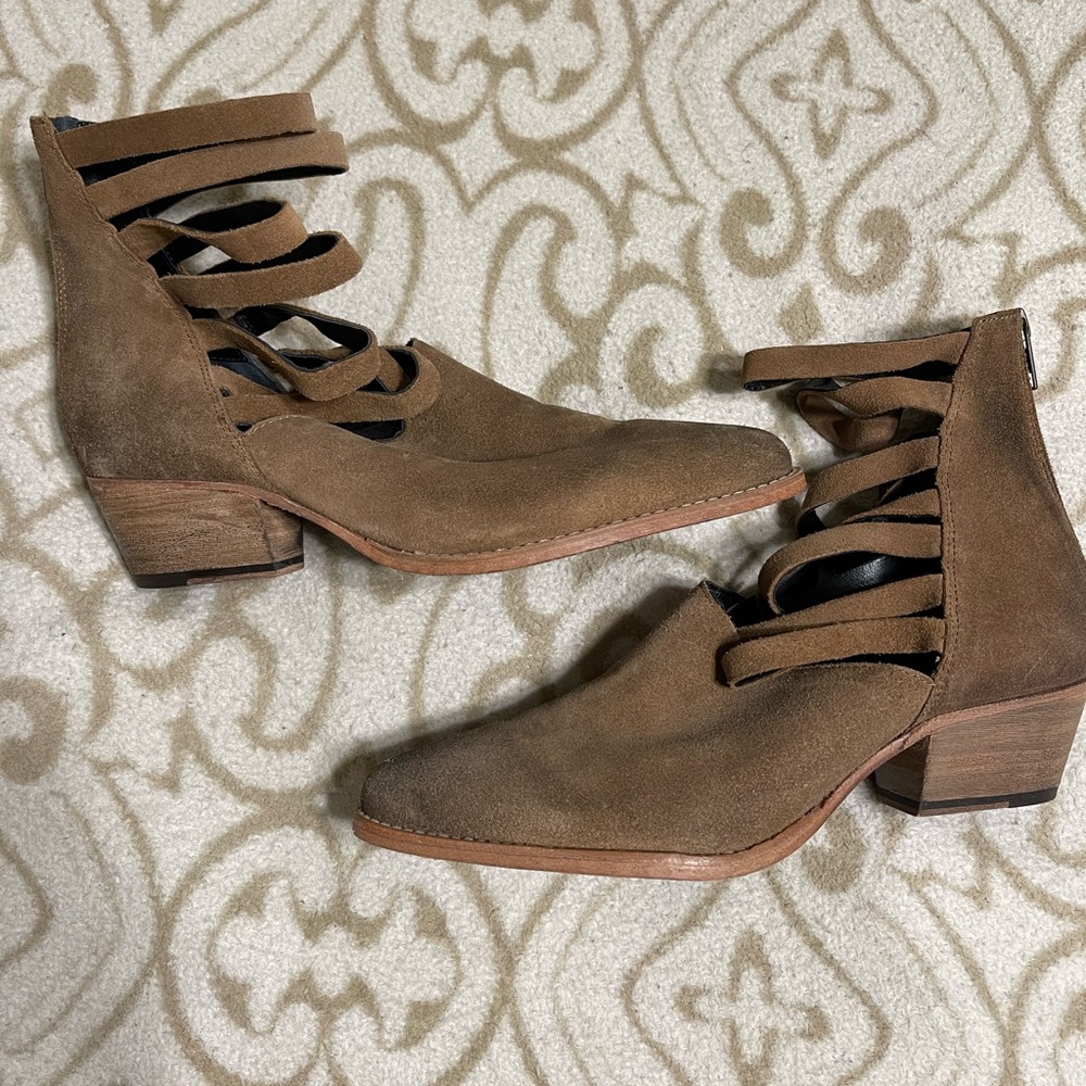 Free People Strappy Suede Booties